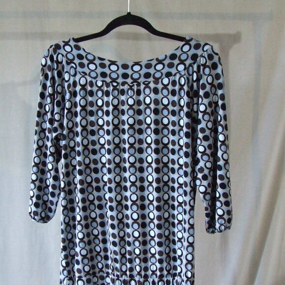 BCBGMaxAzria dress polka dot blue black brown medium pull over graphic dots - Picture 9 of 15